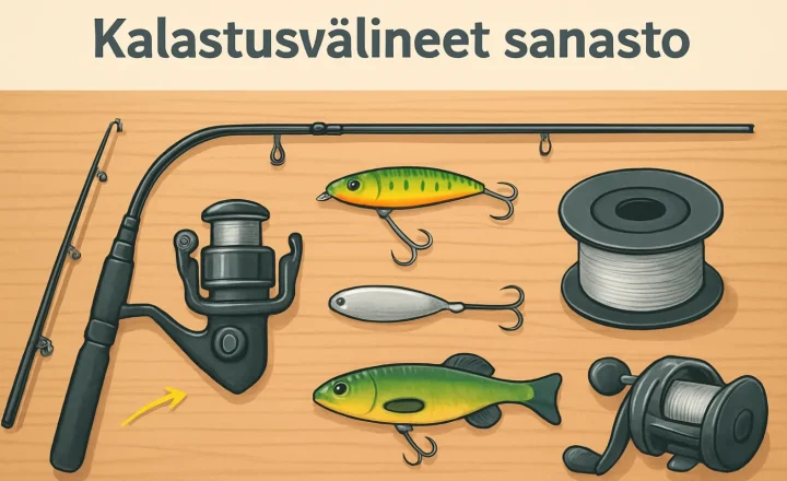 Kalastusvälineet sanasto: käytännön oppaan kuvitus