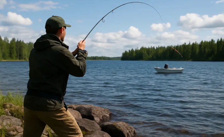 Pitkät heitot kalastus: käytännön oppaan kuvitus