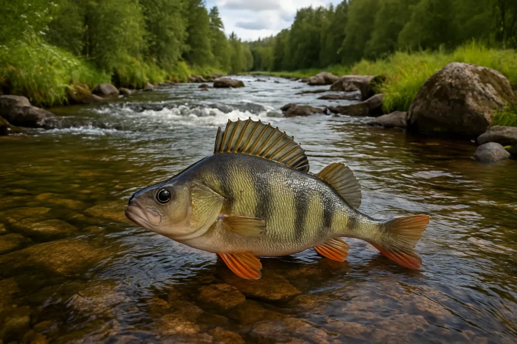 Ahven joessa: käytännön oppaan kuvitus
