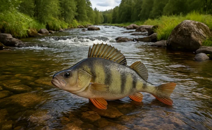 Ahven joessa: käytännön oppaan kuvitus