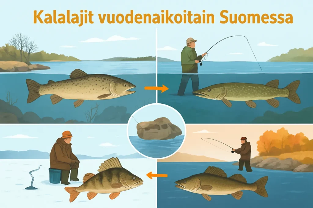 Kalalajit vuodenajoittain suomessa: käytännön oppaan kuvitus